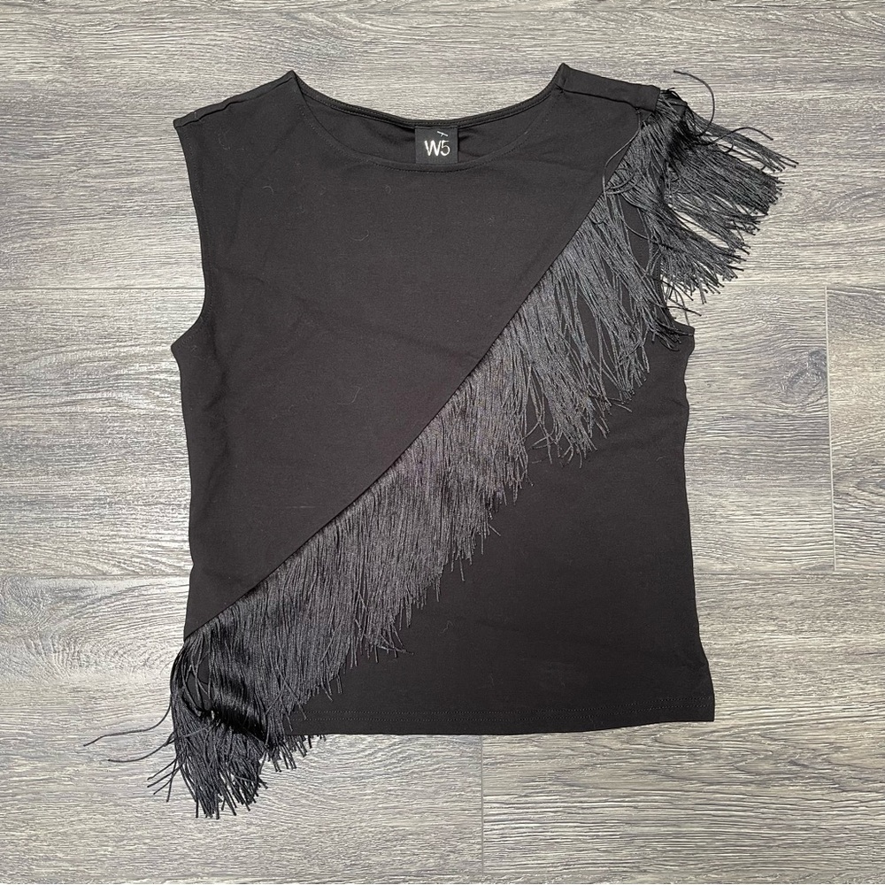 W5 Black Fringe Women's Top Size S